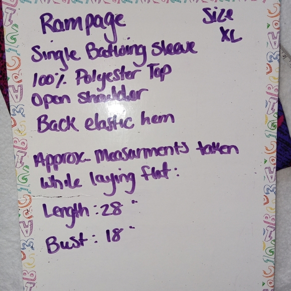 Rampage Purple & Pink One Shoulder Batwing Sleeve Top size XL - Picture 6 of 10